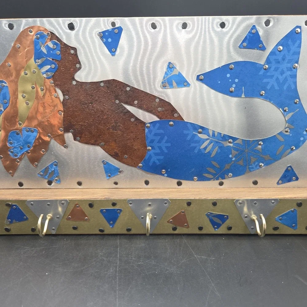 Mermaid Metal Folk Art Multi Hook Rack Made In USA By Hayley Nolte And Scot Ray
